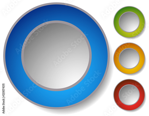4 color clean circle buttons, badges with transparent shadow
