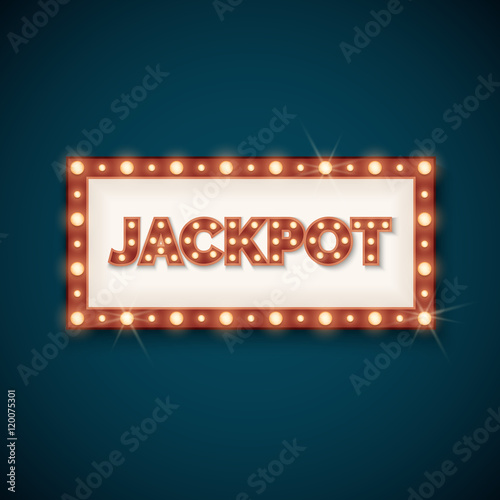 Jackpot banner with retro luminous frame vector illustration