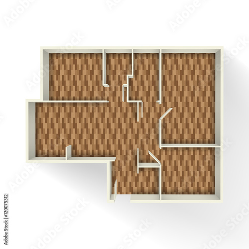 Empty house floor plan top view