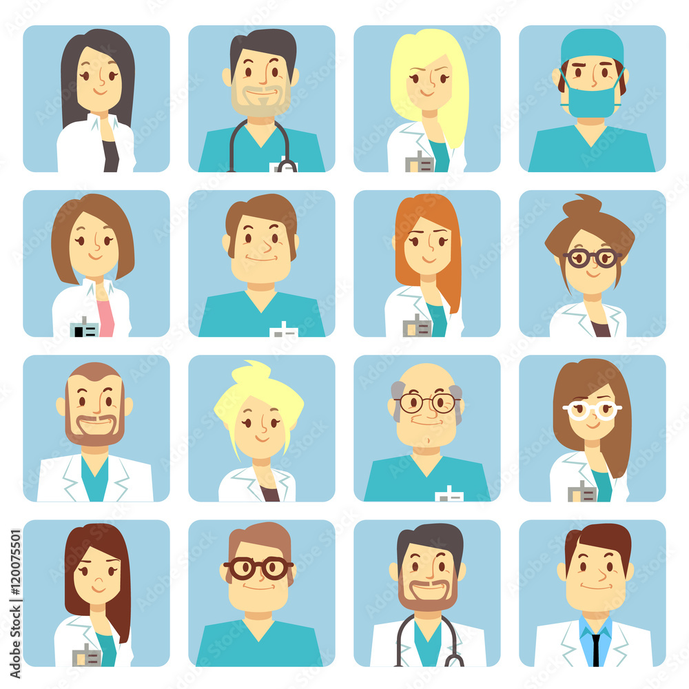 Doctor and nurse flat vector avatars Doctor and nurse flat vector avatars