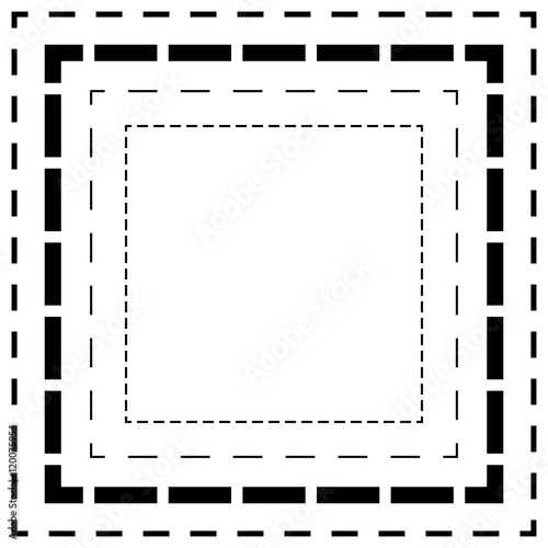 Dashed line squares. Thin and thick lines. Cut lines, square cut