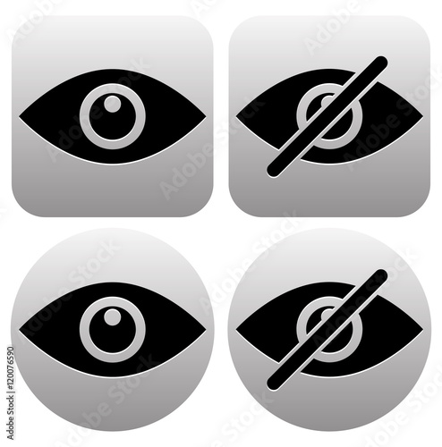 Eye symbols as show, hide, visible, invisible, public, private i
