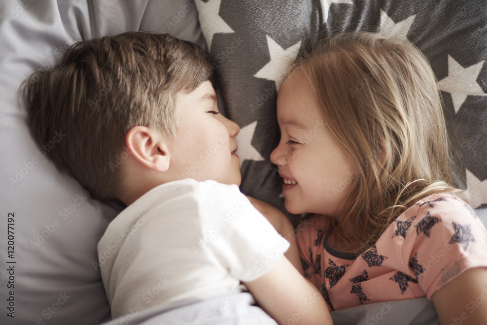 Little children pretending to sleep Little children pretending to sleep