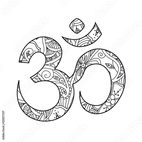 Om, or Aum sign ornated in henna tatoo mehendi style photo