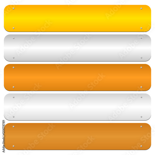 Gold, silver, bronze, platinum, copper metal bars, banner backgr