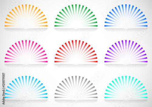 6 color semi circle starburst / sunburst elements