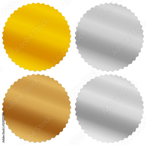 Gold, silver, bronze and platinum seals, awards, starbursts