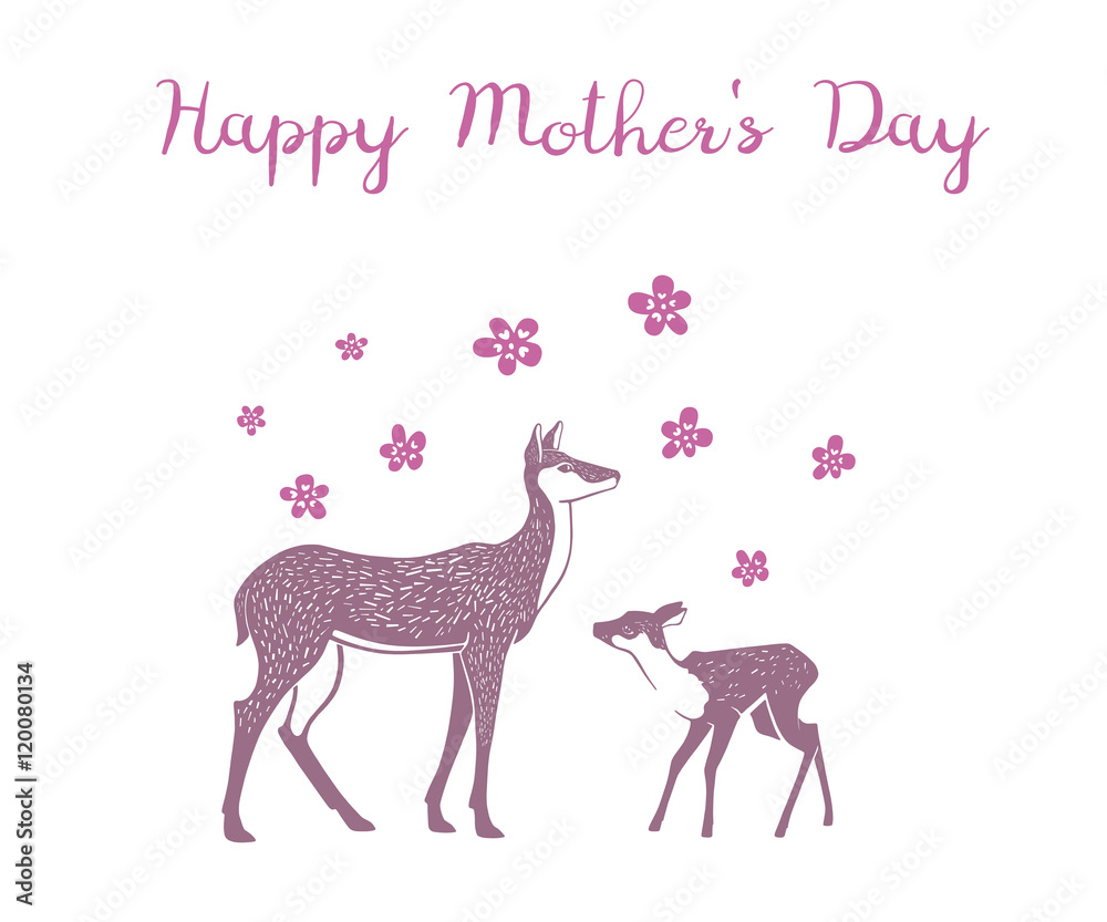 Mother's Day Creative Vector Card with deers Mother's Day Creative Vector Card with deers