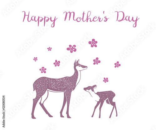 Mother's Day Creative Vector Card with deers