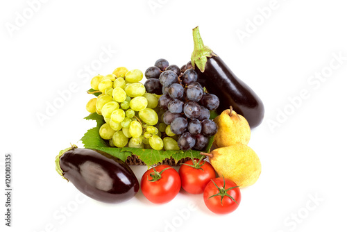 Fruits and vegetables isolated on white