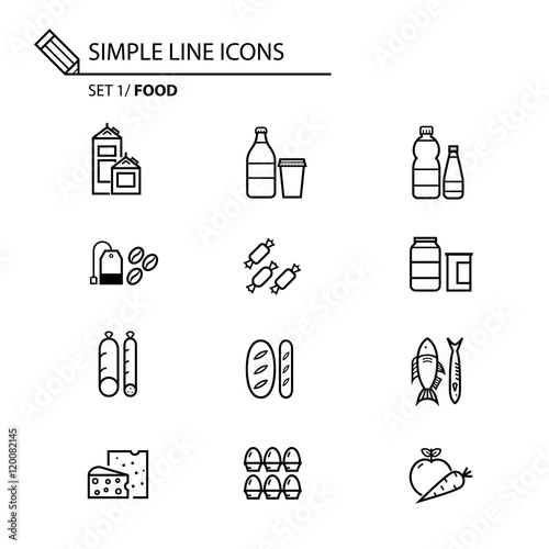 Simple line icons set 1 Food