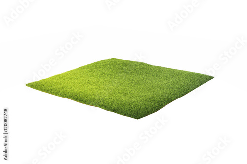 3d illustration of ground with grass isolated on white