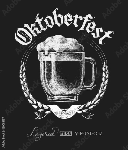 Oktoberfest lettering with beer glass