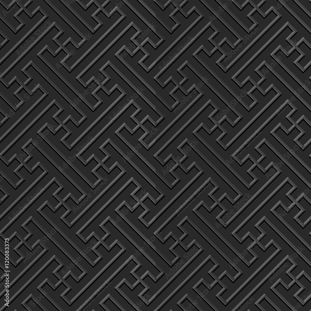 Dark 3D paper art 518 Chinese geometry spiral cross tracery

