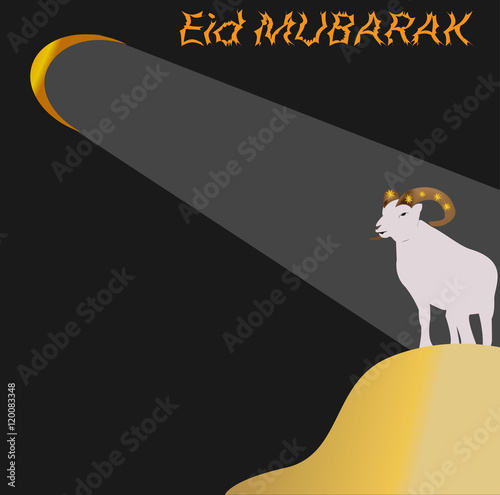 Eid al-Adha. The moon and the goat for sacrifice