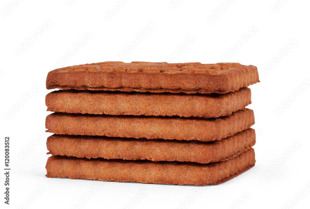 Upright cookie against stack of double chocolate chip cookies on Upright cookie against stack of double chocolate chip cookies on