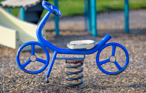 Blue children's playground bike  
