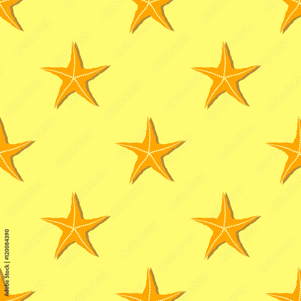 Exotic Seafish Seamless Pattern on Yellow Background Exotic Seafish Seamless Pattern on Yellow Background