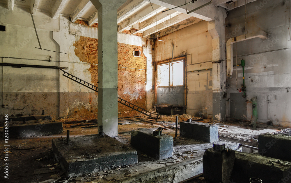 interior of an abandoned factory room interior of an abandoned factory room
