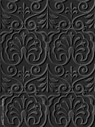 Dark 3D paper art 551 vintage curve spiral cross frame 