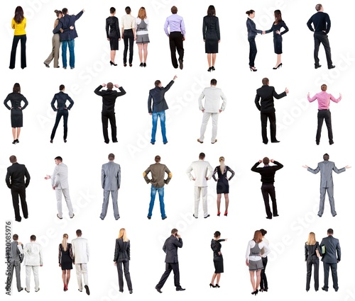 collection Back view of business people . Rear view people collection. backside view of person. Isolated over white background. couples, teams, and people engaged in office work alone