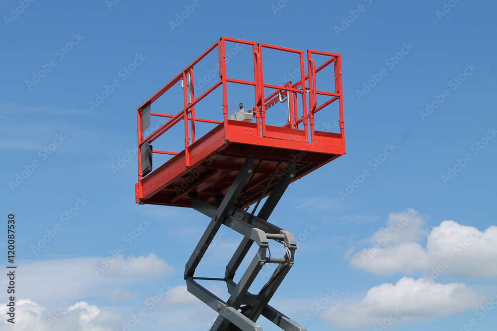 The Platform Cage at the Top of a Hydraulic Lift. The Platform Cage at the Top of a Hydraulic Lift.