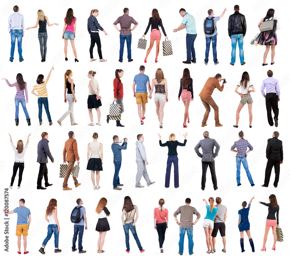 Collection Back view people . Rear view people set. backside view of person. Isolated over white background . Collection Back view people . Rear view people set. backside view of person. Isolated over white background .