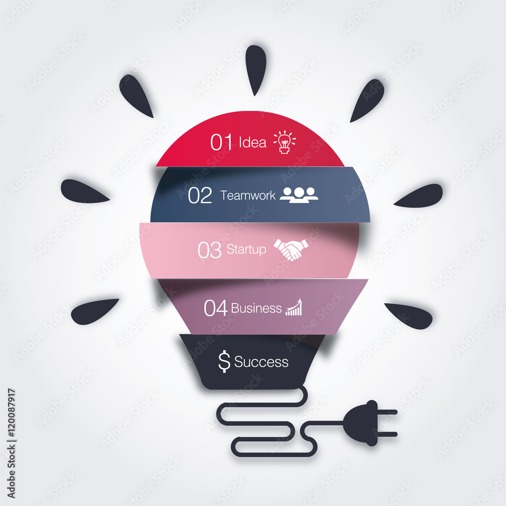 Vetor de Vector light bulb infographic. Template for lamp diagram ...