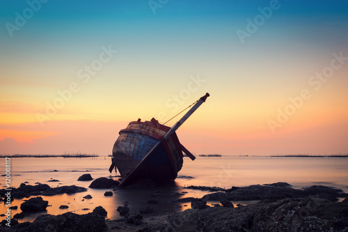 Shipwreck in Angsila Chonburi with sunset