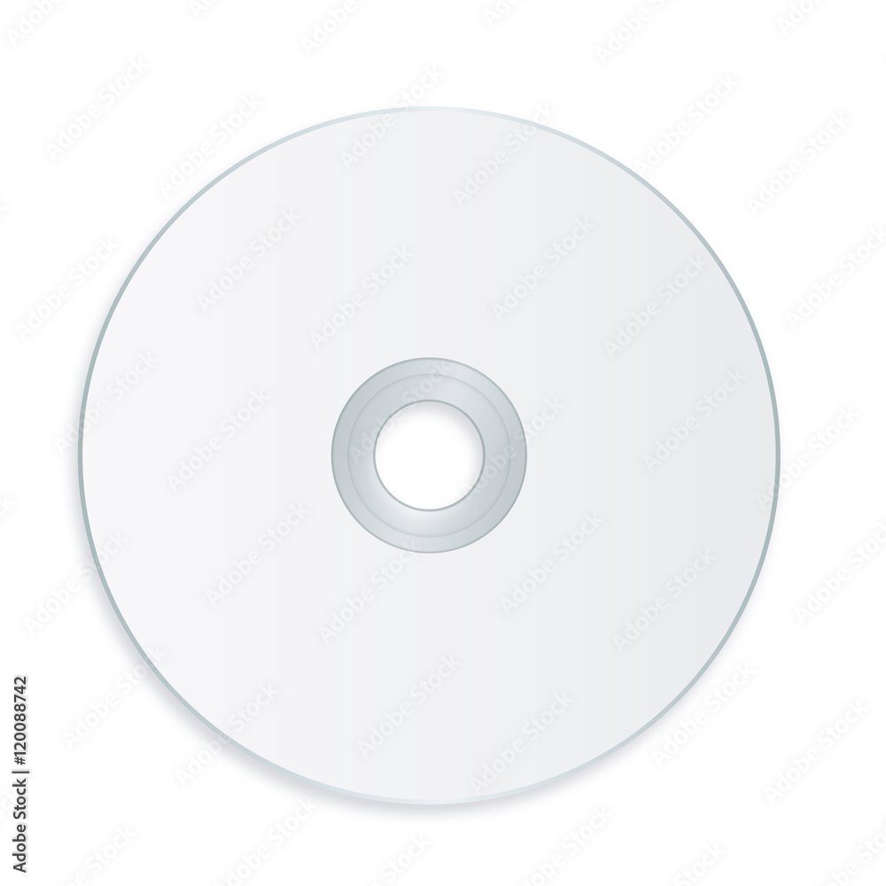 Cd template with blank label - vector illustration. White blank sample DVD.  Isolated white background Stock Vector