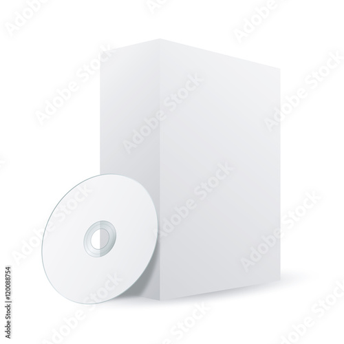 Blank software box with and without disc isolated on white.