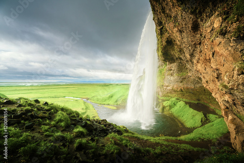 Seljalandfoss waterfall in summer time  Iceland
