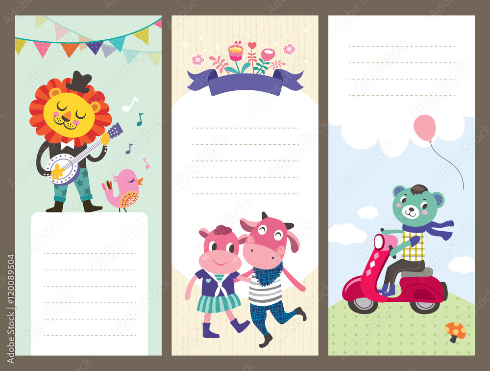 Cute cartoon animals gift tags/ greeting card Stock Vector | Adobe Stock