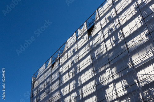 construction industry  building with scaffolding