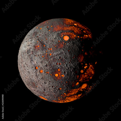 Fototapeta Naklejka Na Ścianę i Meble -  Alien hot planet on black background 3d rendering.