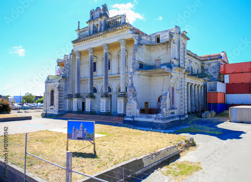 Roman Catholic Cathedral of the Blessed Sacrament , ruined by earthquakes, in Christchurch. photo