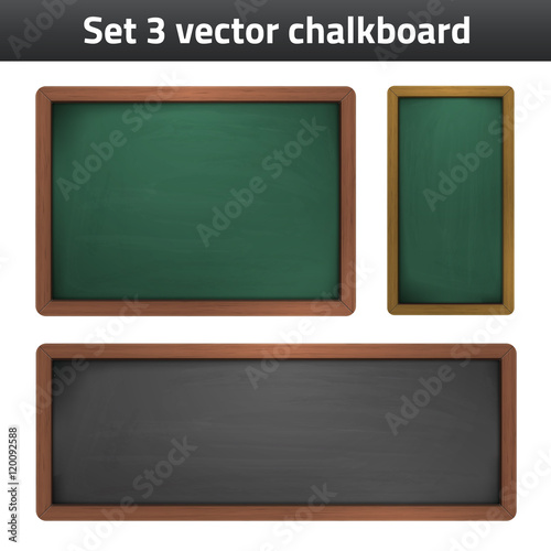 set 3 vector chalkboard school supplies illustration