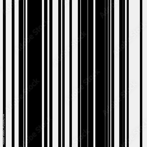 Seamless barcode abstract background with random black vertical lines for design concepts, posters, banners, web, presentations and prints. Vector illustration.