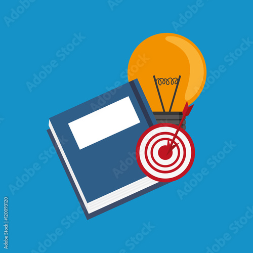 flat design single book with bullseye and lightbulb  icon vector illustration 