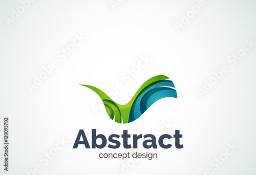 Abstract wave logo template, smooth motion concept