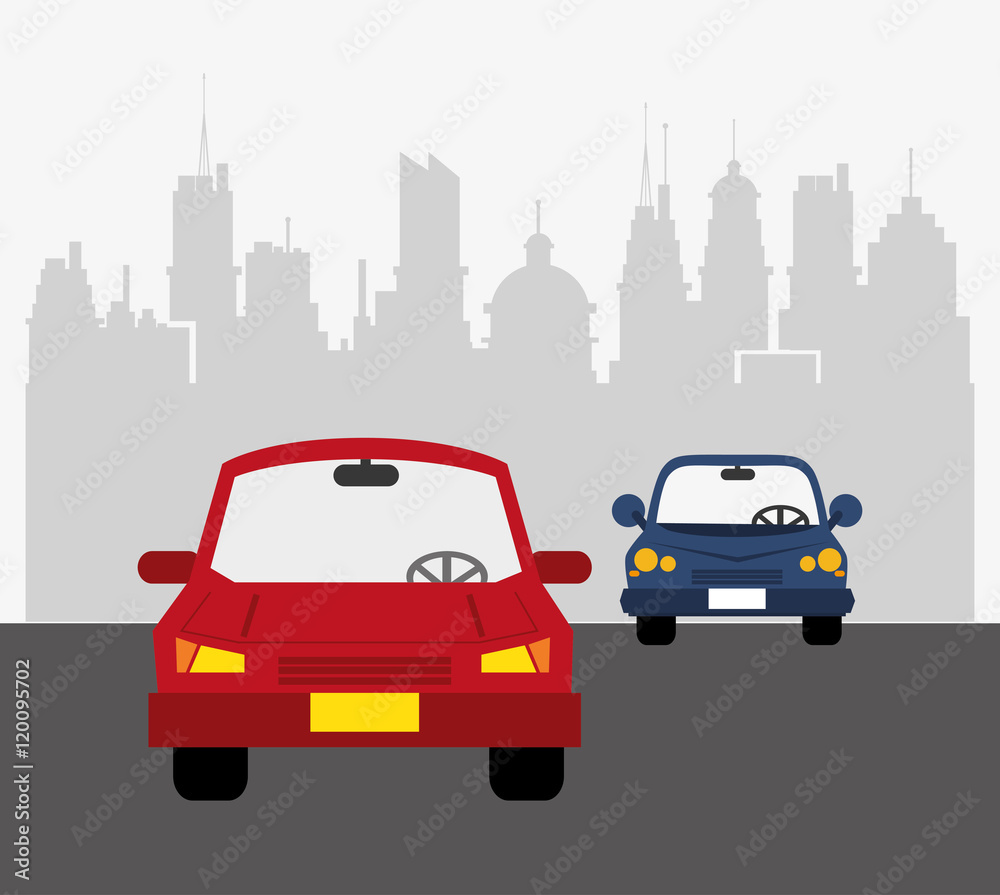 cars with city buildings background transport image