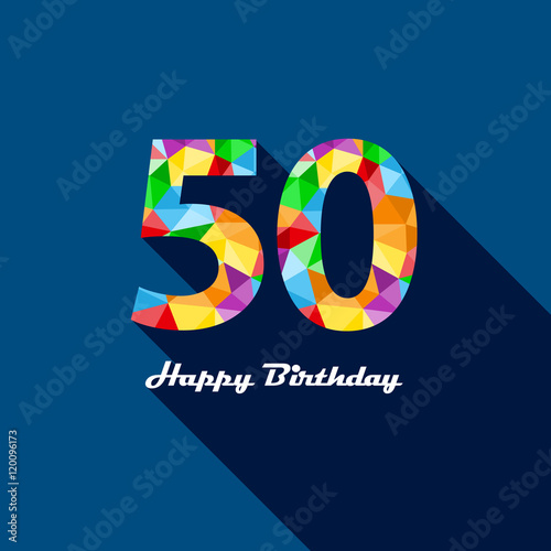 HAPPY 50th BIRTHDAY Vector Polygon Pattern Card 