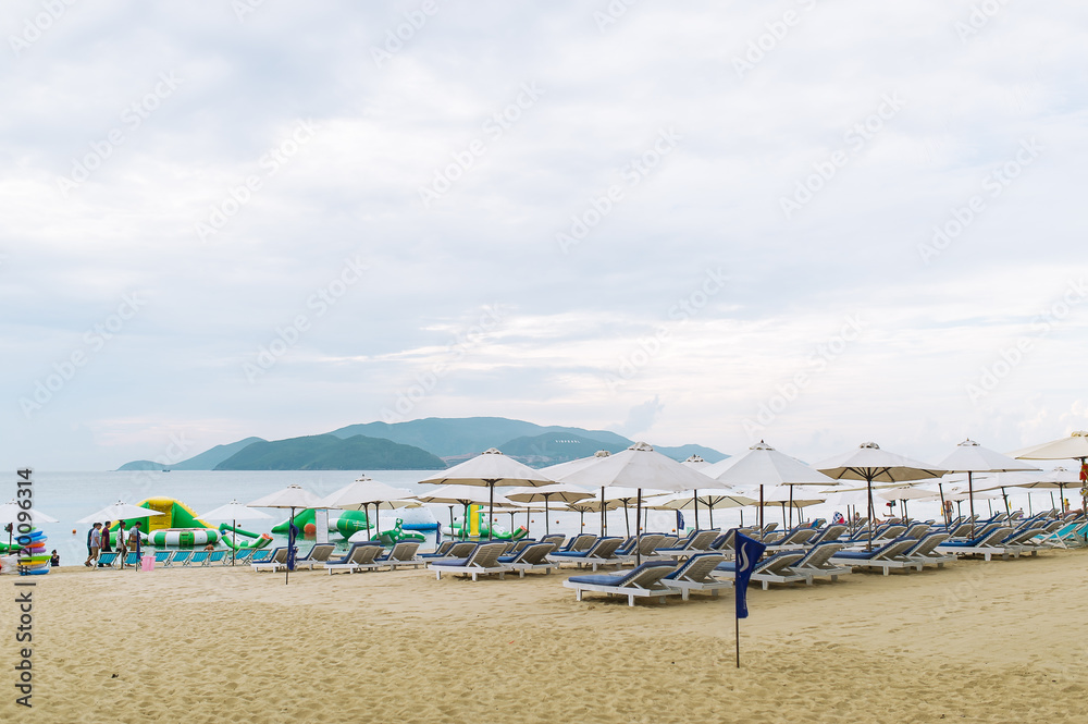 Empty beautiful beach in Turkey .