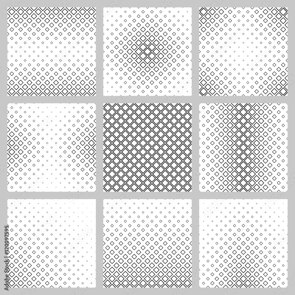 Set of nine diagonal square pattern designs