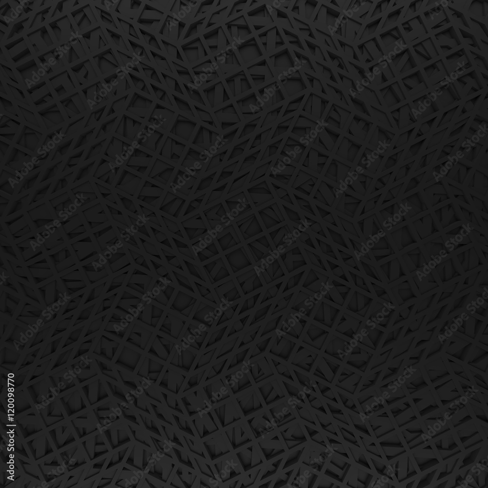 Black abstract net backdrop. 3d rendering geometric grid