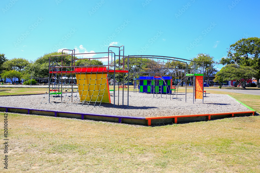 Picture of colorful playground with equipment, Levin, New Zealand Picture of colorful playground with equipment, Levin, New Zealand