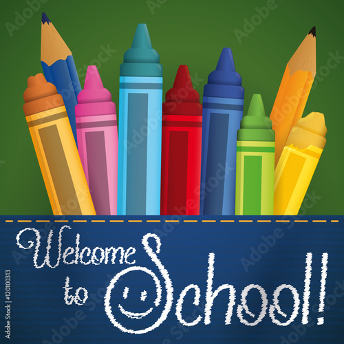 School Supplies in a Jean Pocket for Back to School, Vector Illustration