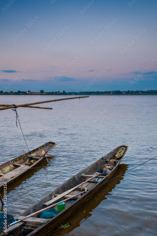 local longtail boats at Kong river,Thailand