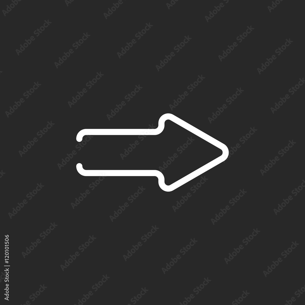 Right Arrow sign one line icon on background Right Arrow sign one line icon on background