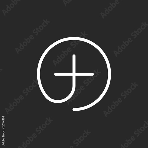 Add plus sign one line icon on background